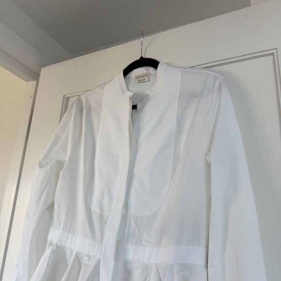 NWT Alexander McQueen Mini Shirt Dress Band Collar Fit And Flare White Poplin - Picture 8 of 12